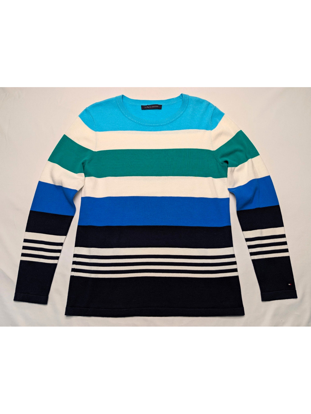 Tommy Hilfiger Multicolor Striped Colorblock Knit Pullover Sweater Preppy Sz S/M